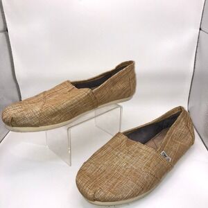 TOMS Metallic Gold Woven Classic Alpargata Slip On Flats Womens Size 8